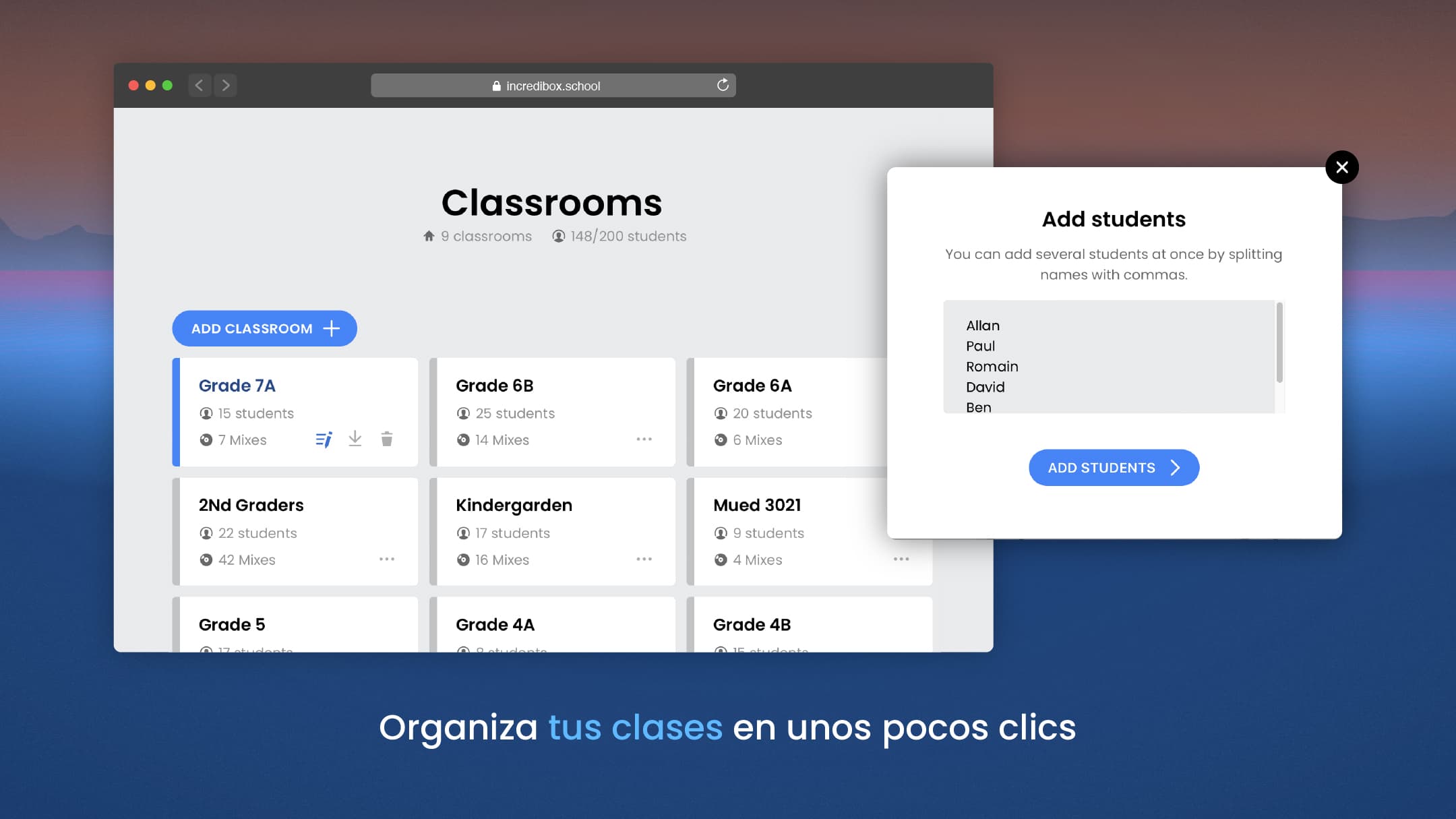 Organize your classrooms - Incredibox para colegios